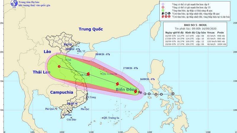 The projected path of Noul (Photo: NCHMF)