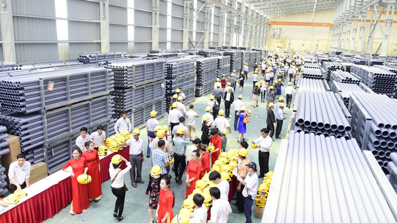 Inside the Hoa Sen plastic pipe factory in Binh Dinh