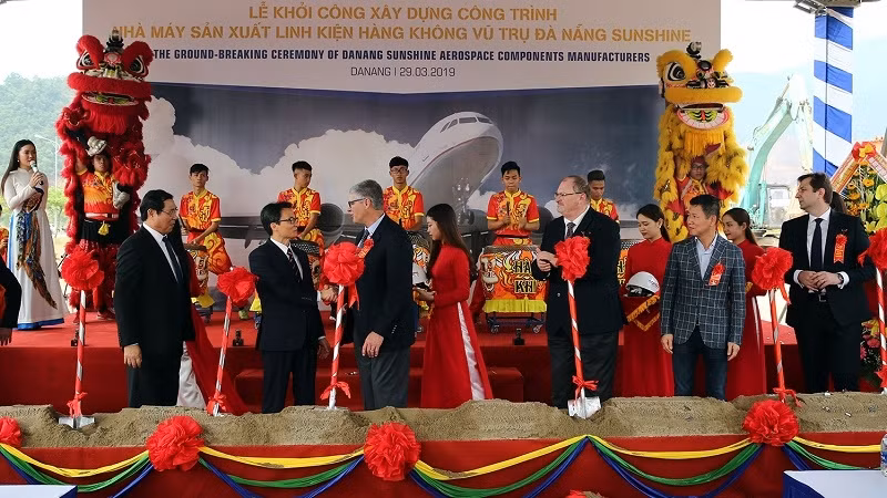 The ground-breaking ceremony for the aerospace components manufacturing facility (Photo: VGP)