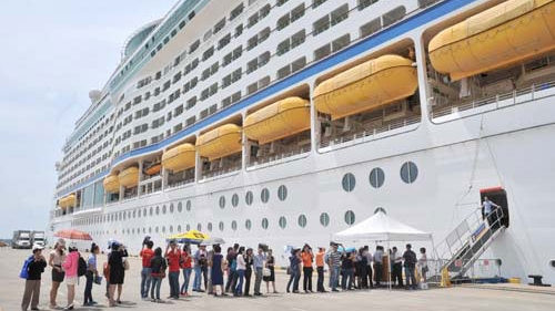 International visitors arrive in Vietnam on the Voyager of the Seas cruise ship.