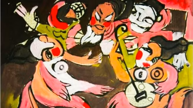 A painting on display at the exhibition 