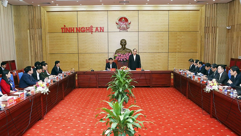 VFF President Nguyen Thien Nhan and Nghe An leaders