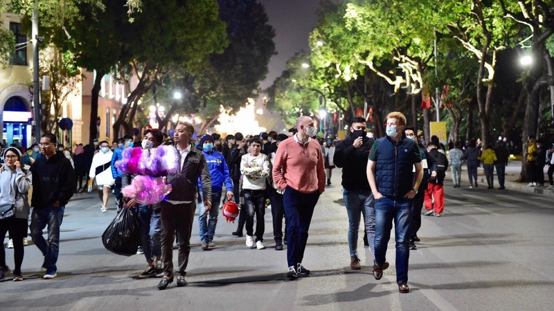 Visitors at Hoan Kiem Lake on New Year's Eve