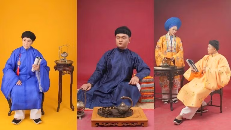 Several ancient Vietnamese outfits tailored by Y Van Hien Company 