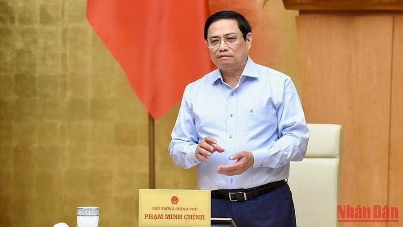Prime Minister Pham Minh Chinh at the Government meeting. (Photo: Tran Hai)