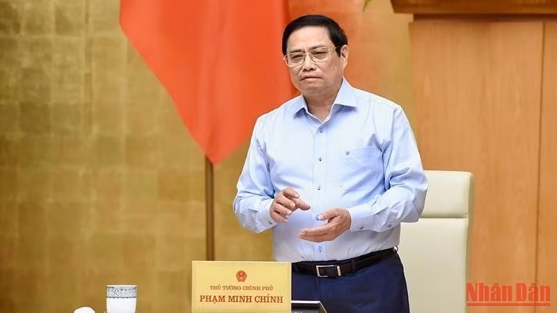 Prime Minister Pham Minh Chinh at the Government meeting. (Photo: Tran Hai)