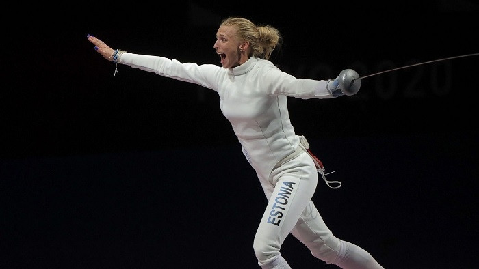Tokyo 2020 Olympics - Fencing - Women's Team Epee - Gold medal match - Makuhari Messe Hall B - Chiba, Japan - July 27, 2021. Katrina Lehis of Estonia celebrates after winning gold. (Photo: Reuters)