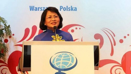 Vice President Dang Thi Ngoc Thinh speaks at the closing ceremony of the 26th Global Summit of Women (Source: VNA)
