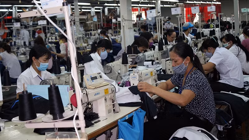 Manufacturing clothes for export at Dong Tien Company in Dong Nai Province.