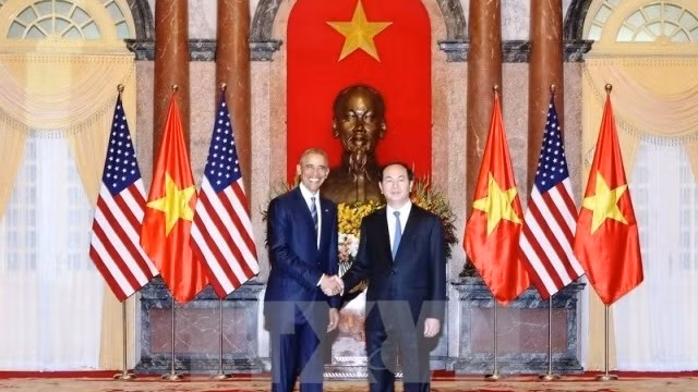 President Tran Dai Quang receives President Barack Obama. (Photo: VNA)