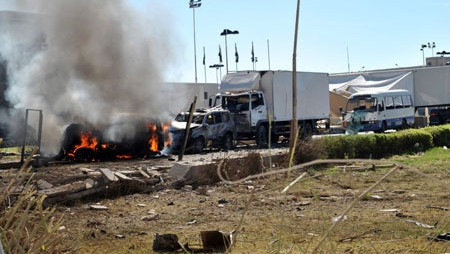 At the scene of the terrorist attack (Credit: AFP)
