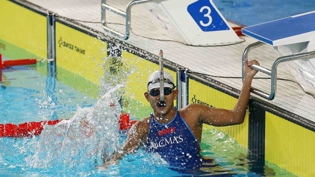 Vietnamese finswimmer Kim Anh Kiet (Photo: VNA)