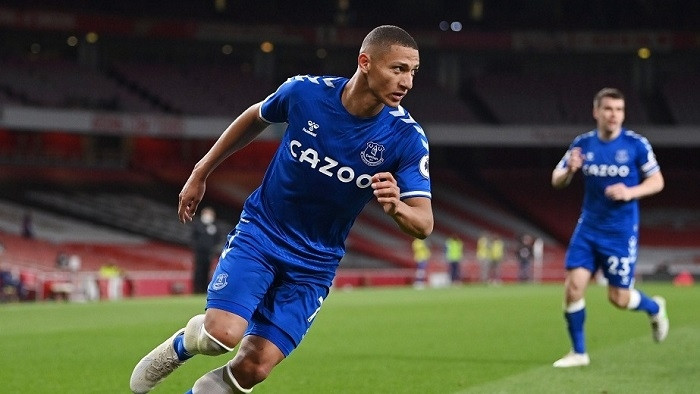 Soccer Football - Premier League - Arsenal v Everton - Emirates Stadium, London, Britain - April 23, 2021 Everton's Richarlison celebrates after Arsenal's Bernd Leno scored an own goal and their first goal. (Photo: Pool via Reuters)