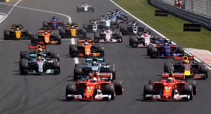 Ferrari's Sebastian Vettel leads at the start of the Hungarian Grand Prix in Budapest, Hungary on July 30, 2017. (Reuters)