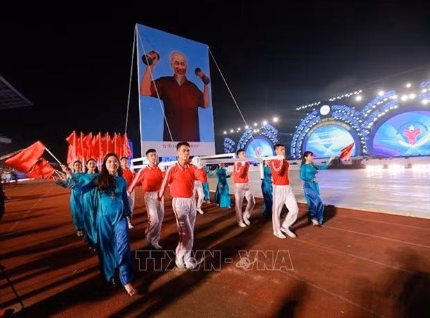 At the opening ceremony of the 8th National Sports Games (Photo: VNA)