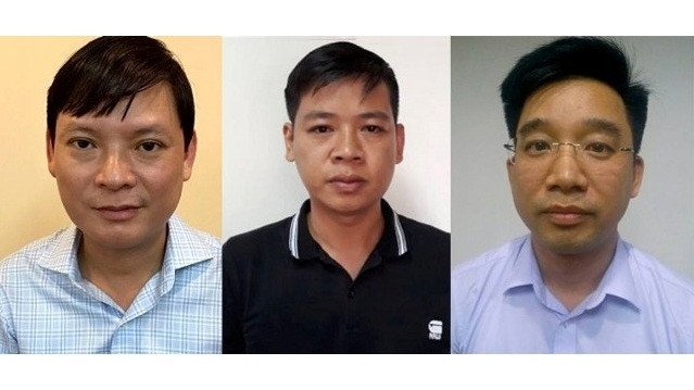 Three additional PVC officials, Nguyen Anh Minh, Nguyen Duc Hung and Bui Manh Hien (from L-R), has been investigated for “property embezzlement.” (Photo courtesy of the Ministry of Public Security)