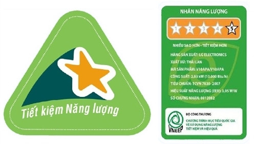 Energy saving label (L) and energy rating label (R) granted by the Ministry of Industry and Trade. Around 15,000 products and equipment in 19 categories were sealed with energy labels as of June 2018.