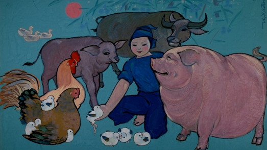 An artwork on display at the exhibition (Photo: Bao Van Hoa)