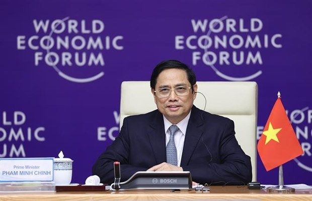 Prime Minister Pham Minh Chinh speaks at Vietnam-WEF Country Strategy Dialogue 2021 (Photo: VNA)