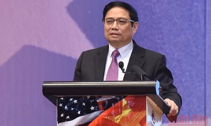 Prime Minister Pham Minh Chinh addresses the fifth Vietnam-US Business Summit. (Photo: NDO)