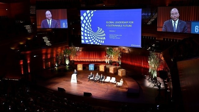 PM Nguyen Xuan Phuc addresses the P4G Summit in Copenhagen on October 20. (Photo: VGP)