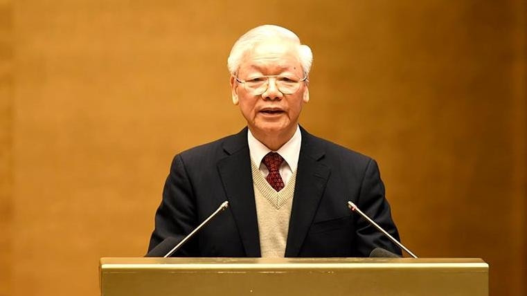 General Secretary Nguyen Phu Trong speaking at the culture conference (Photo: Dang Khoa)