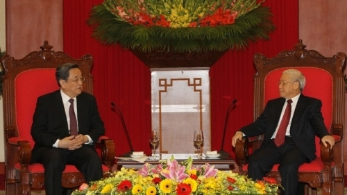 General Secretary Nguyen Phu Trong and Chairman of the Chinese People’s Political Consultative Conference Yu Zhengsheng