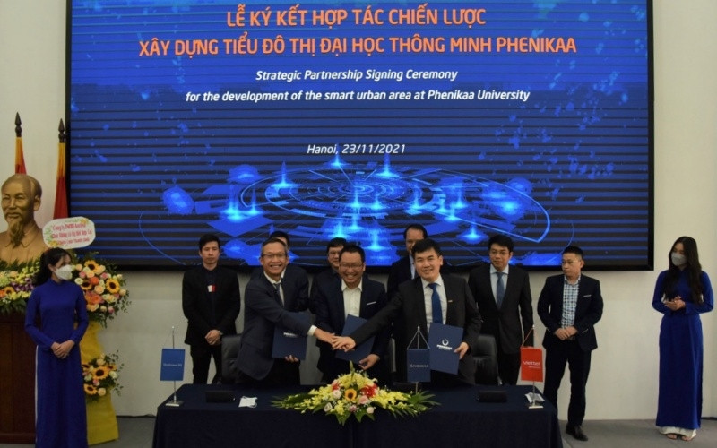 At the signing ceremony.