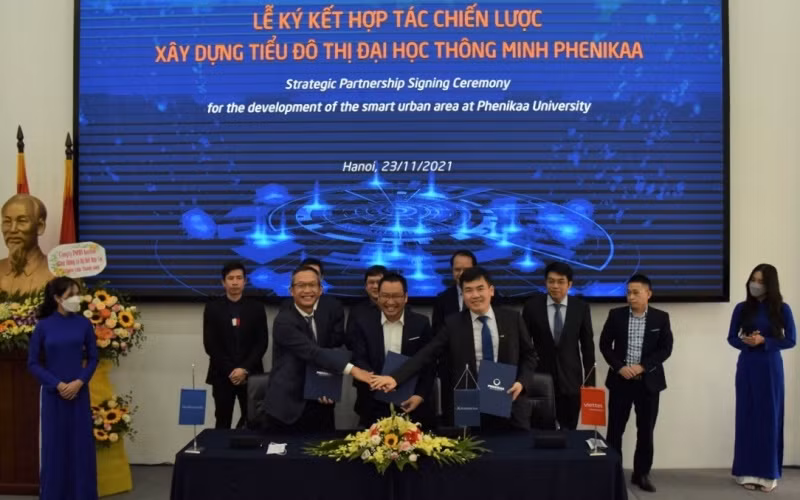 At the signing ceremony.