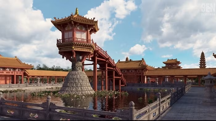 A 3D photo of One Pillar Pagoda from the Ly Dynasty.