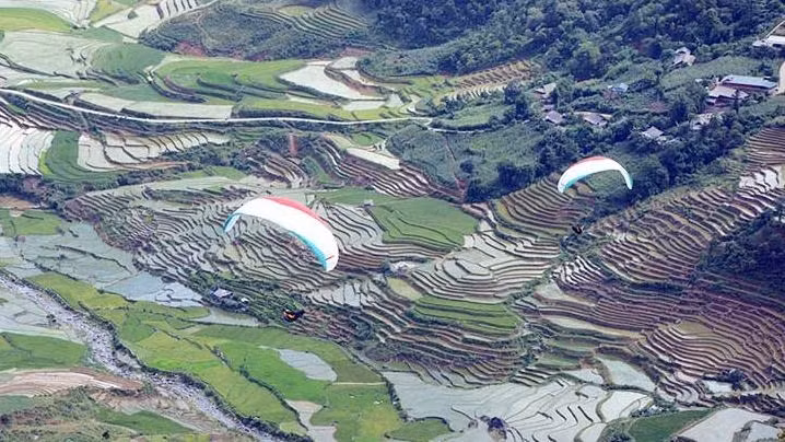 Paragliding festival will offer stunning aerial views of terraced rice fields in Mu Cang Chai district, Yen Bai Province. (Photo: Duc Tuong)