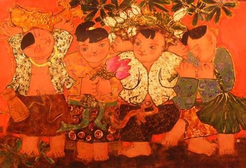 ‘Childhood’, a painting by Phi Van Cong