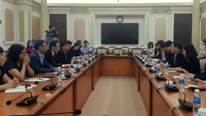 The working session between Ho Chi Minh City's leaders with a delegation from Daegu city of the RoK. (Photo: VNA)