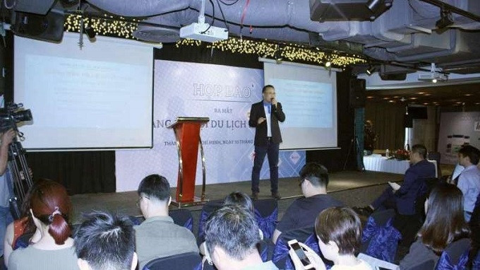 A general view of the press briefing to introduce the Hahalolo social network.