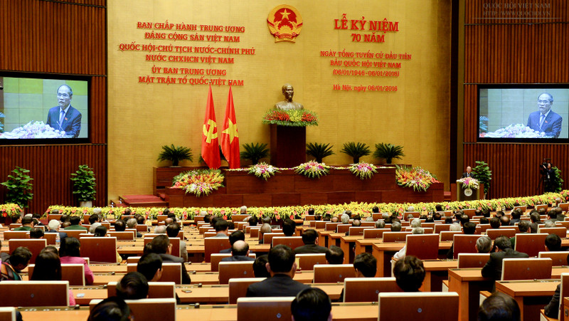 A grand ceremony was held in Hanoi on January 6 to celebrate the 70th anniversary of the first general election of the Vietnamese National Assembly. (Credit: quochoi.vn)