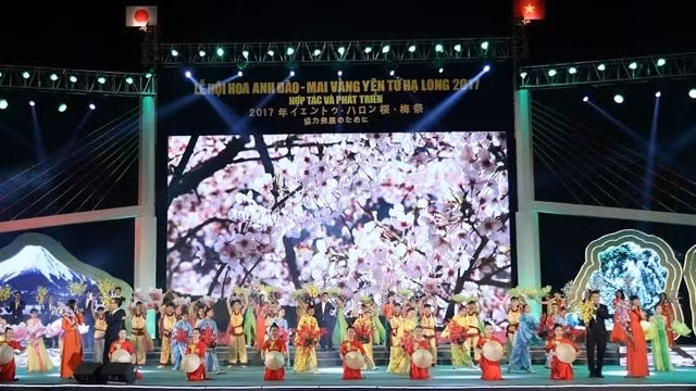A performance at the opening ceremony of the 2017 Yen Tu Cherry – Yellow Apricot Blossom Festival in Ha Long city.