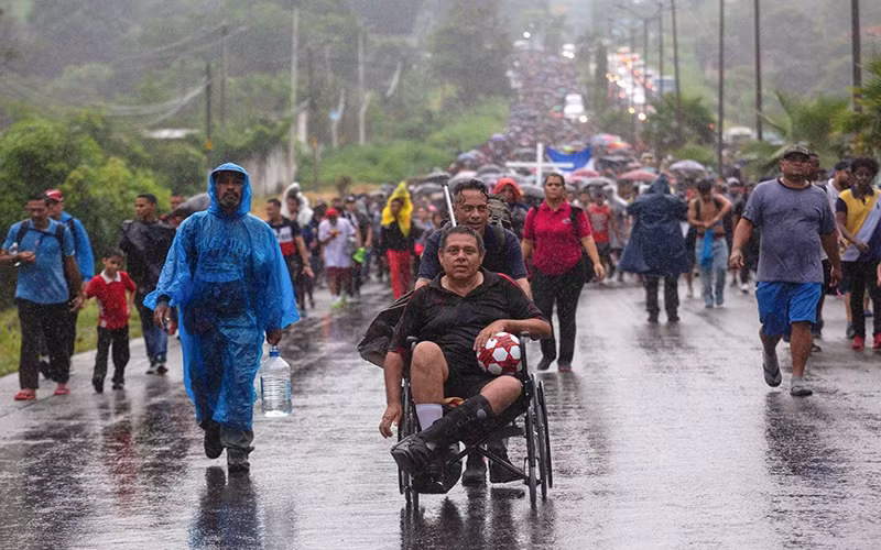 An influx of migrants in Tapachula, Mexico headed to the US border on June 6. (Photo: Reuters)