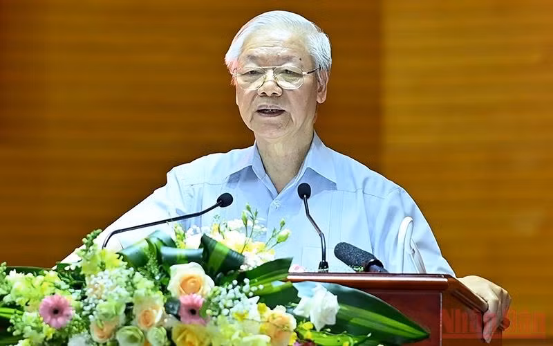 Party General Secretary Nguyen Phu Trong speaks at the conference. (Photo: NDO/Dang Khoa)