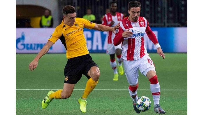 Players from Red Star Belgrade (R) and Young Boys in action during their first-leg draw. (Photo: Red Star Belgrade)