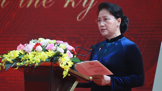 Chairwoman of the National Assembly Nguyen Thi Kim Ngan speaks at the ceremony. (Photo: Thanhnien.vn)