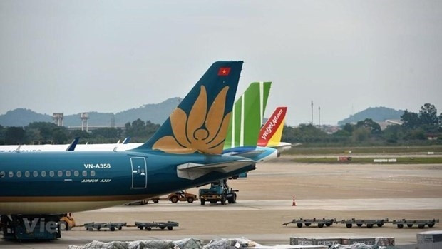 Planes of some airlines at Noi Bai International Airport in Hanoi (Photo: VNA)