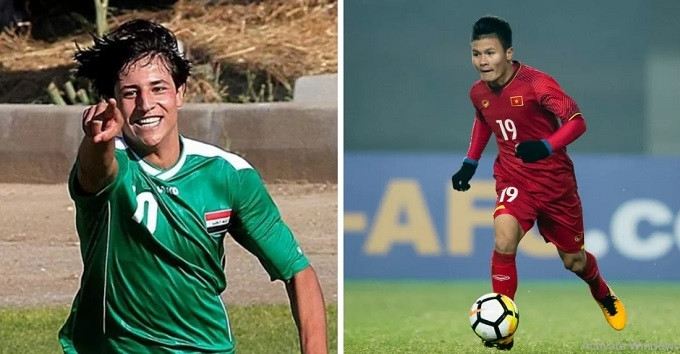 Midfielder Nguyen Quang Hai (right), the hero of Vietnam at the 2018 AFF Cup, is expected to shine in the Vietnam vs Iraq match tonight. (Photo: AFC)