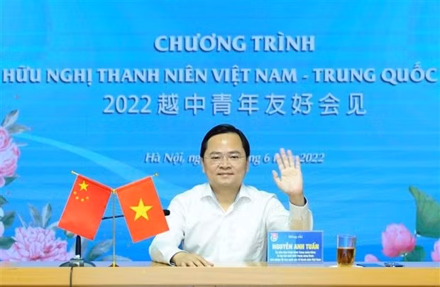 First Secretary of the HCYU Central Committee Nguyen Anh Tuan at the exchange (Photo: VNA) 