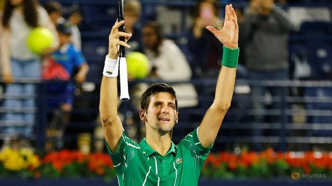 Tennis - ATP 500 - Dubai Tennis Championships - Dubai Duty Free Tennis Stadium, Dubai, United Arab Emirates - February 28, 2020 Serbia's Novak Djokovic celebrates winning his Semi Final match against France's Gael Monfil. (Reuters)