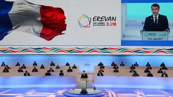 French President Emmanuel Macron addresses 17th Francophonie Summit in Yerevan, Armenia (Photo: AFP/VNA)
