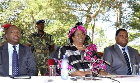 Joyce Banda (centre) has become the first female head of state in southern Africa