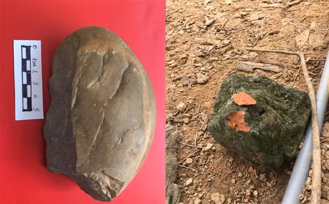 Objects unearthed at the site (Photo: Bao Yen Bai)