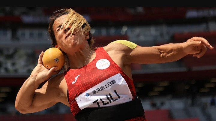 Rauoa Tlili of Team Tunisia competes in Women's Shot Put - F41 Final on day 3 of the Tokyo 2020 Paralympic Games at the Olympic Stadium on August 27, 2021 in Tokyo, Japan. (Photo: Getty Images)