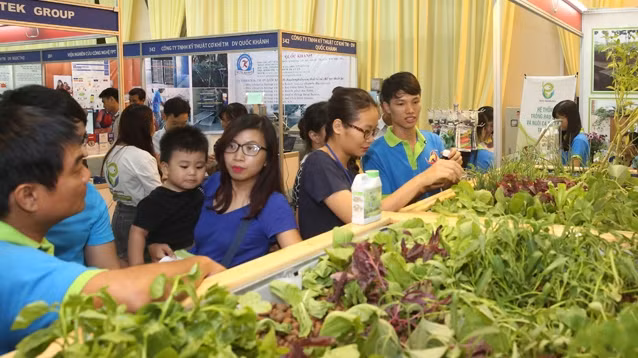 A fresh vegetable growing system introduced at the fair (Photo: VGP)