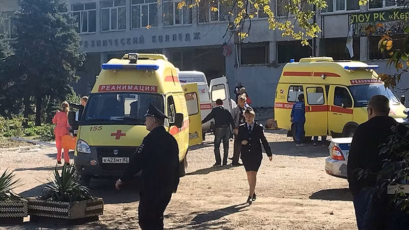 At least 17 people were killed and dozens injured at a college in the Black Sea region of Crimea on October 17, 2018. (Source: The Moscow Times)